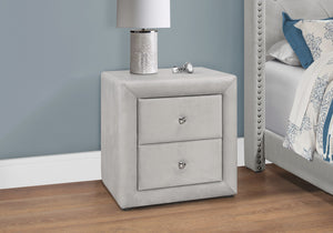 Homeroots 21" Light Gray Velvet Two Drawer Nightstand   489769