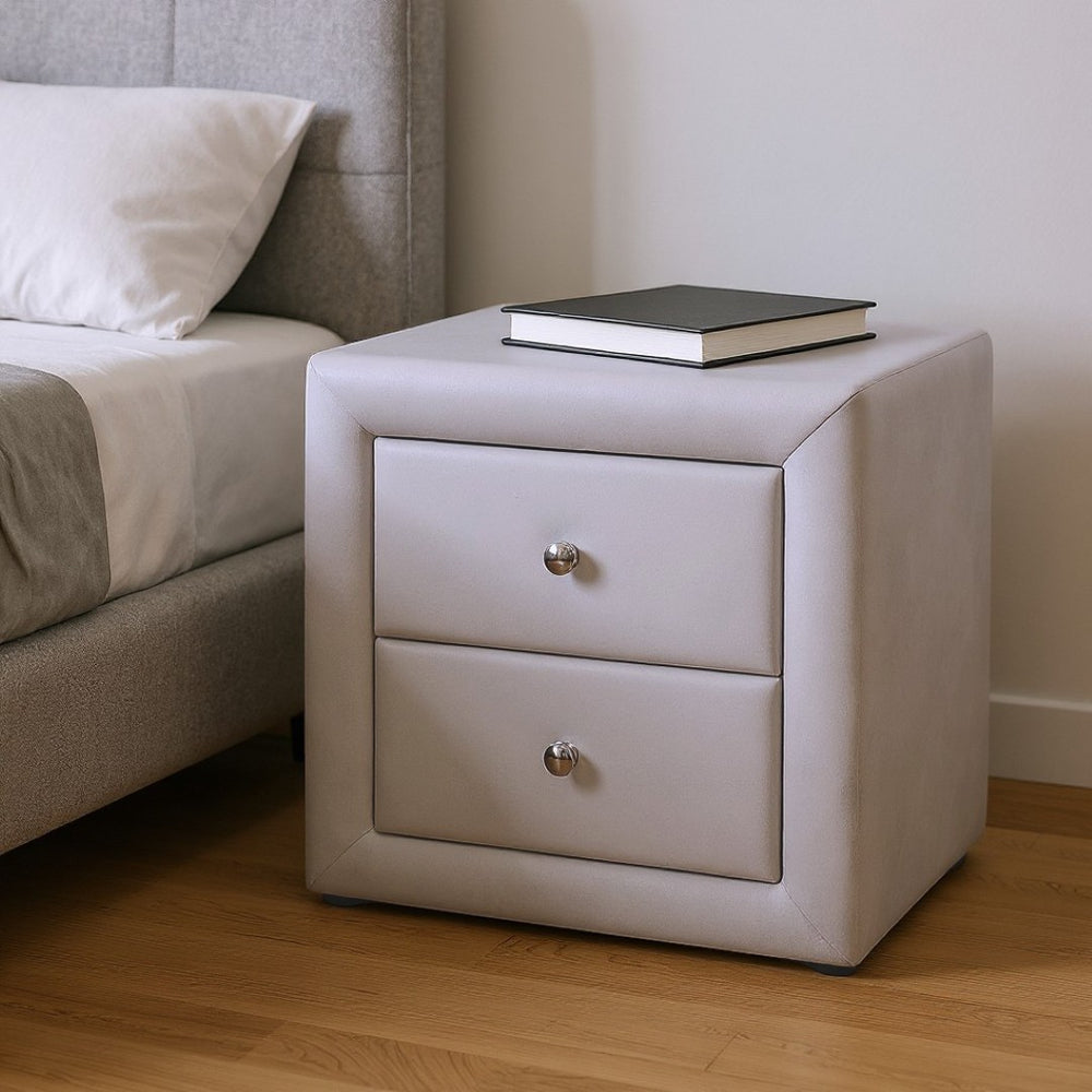 HomeRoots 21" Light Gray Wood Nightstand with Two Drawers - Modern Storage Solution for Bedroom & Living Space 489769