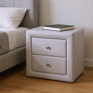 HomeRoots 21" Light Gray Wood Nightstand with Two Drawers - Modern Storage Solution for Bedroom & Living Space 489769