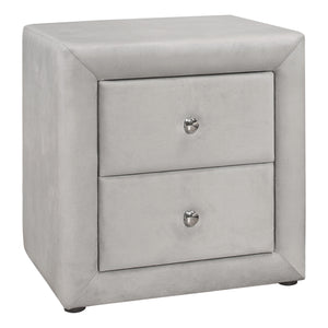 Homeroots 21" Light Gray Velvet Two Drawer Nightstand   489769