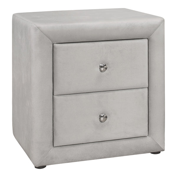 Homeroots 21" Light Gray Velvet Two Drawer Nightstand   489769