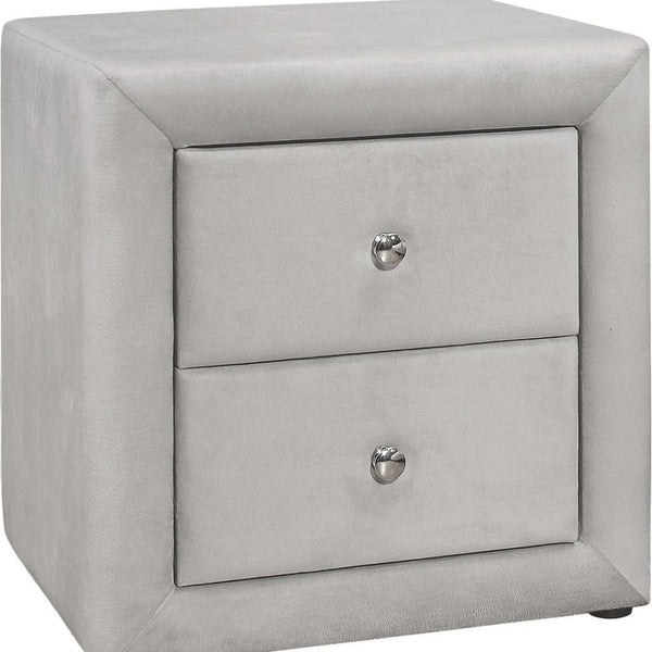 HomeRoots 21" Light Gray Wood Nightstand with Two Drawers - Modern Storage Solution for Bedroom & Living Space 489769