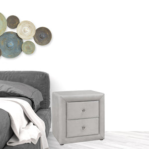 Homeroots 21" Light Gray Velvet Two Drawer Nightstand   489769