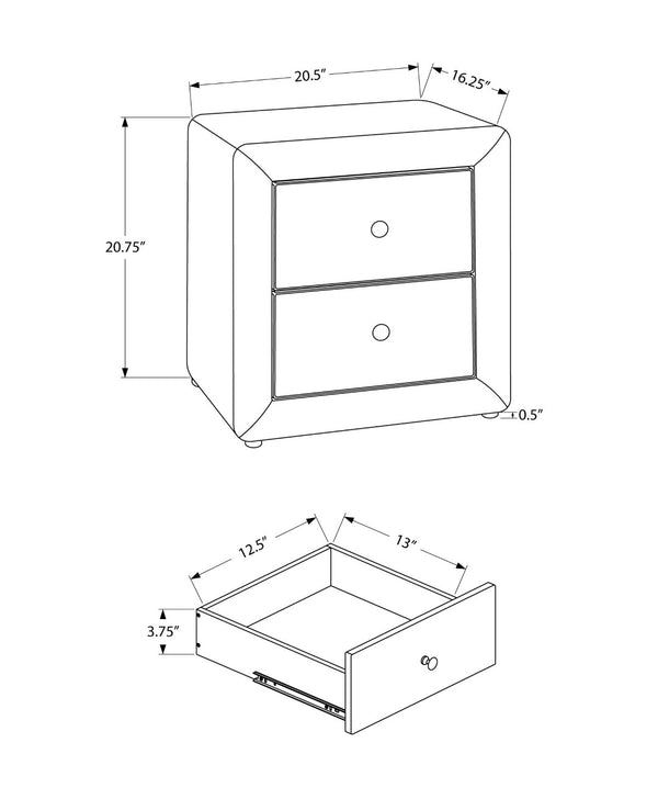 HomeRoots 21" Light Gray Wood Nightstand with Two Drawers - Modern Storage Solution for Bedroom & Living Space 489769
