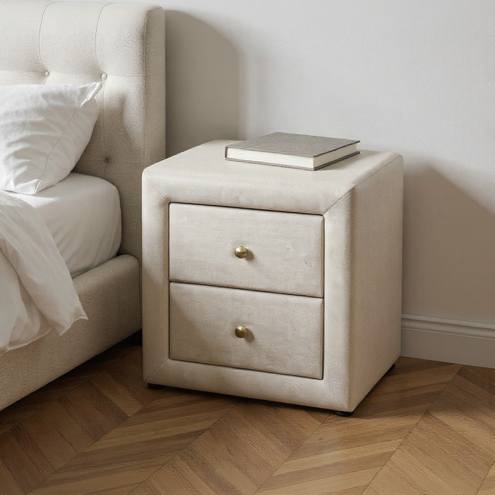 HomeRoots 21" Beige Wood Nightstand with Two Drawers - Stylish, Compact & Versatile Storage for Any Room 489770