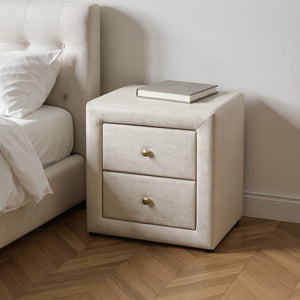 HomeRoots 21" Beige Wood Nightstand with Two Drawers - Stylish, Compact & Versatile Storage for Any Room 489770