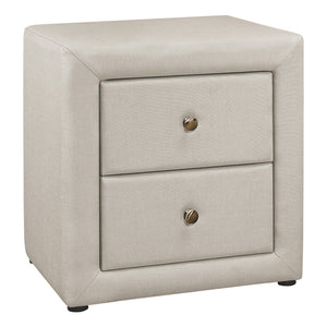 Homeroots 21" Beige Linen Blend Two Drawer Nightstand   489770