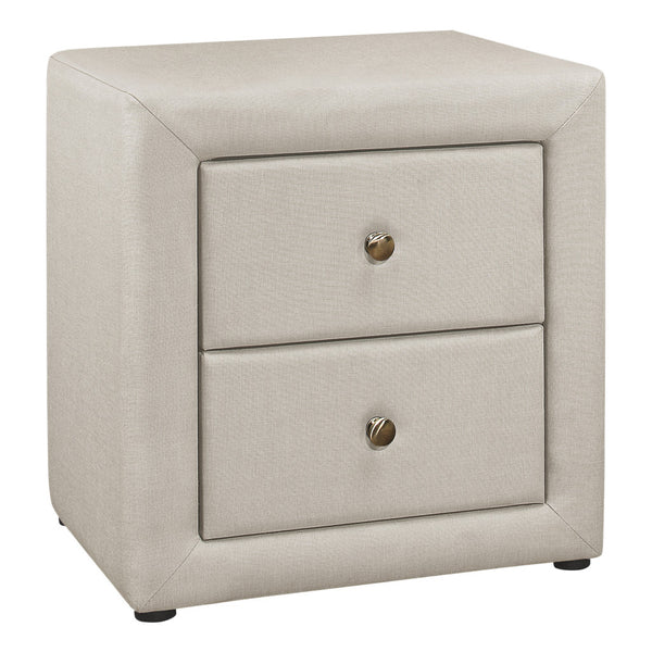 Homeroots 21" Beige Linen Blend Two Drawer Nightstand   489770