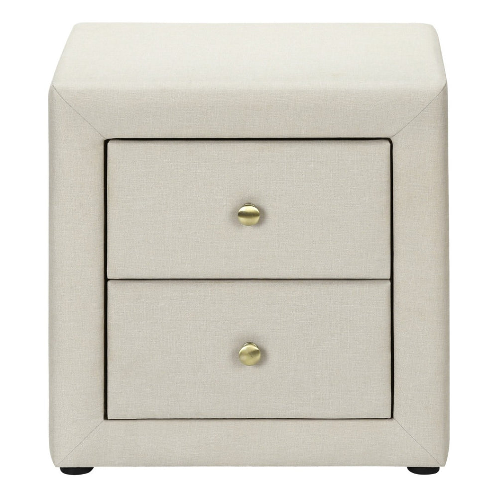 HomeRoots 21" Beige Wood Nightstand with Two Drawers - Stylish, Compact & Versatile Storage for Any Room 489770