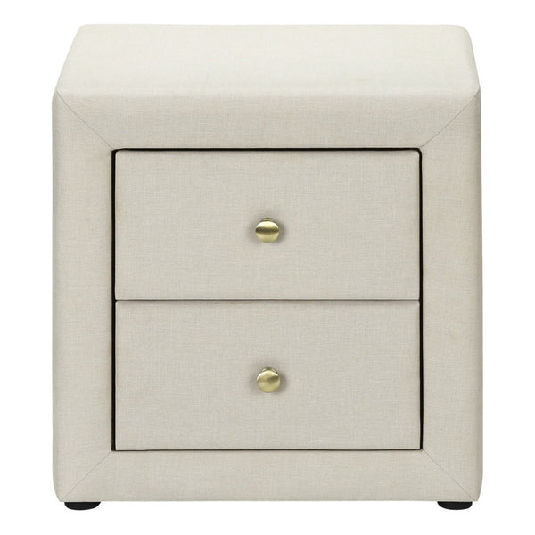 HomeRoots 21" Beige Wood Nightstand with Two Drawers - Stylish, Compact & Versatile Storage for Any Room 489770