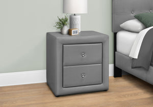 Homeroots 21" Gray Faux Leather Two Drawer Nightstand   489773