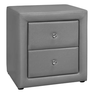 Homeroots 21" Gray Faux Leather Two Drawer Nightstand   489773