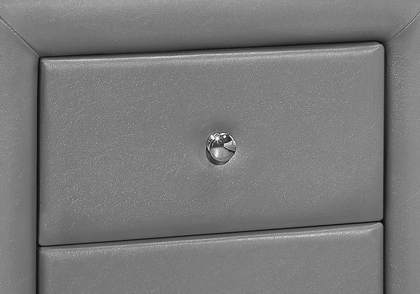 Homeroots 21" Gray Faux Leather Two Drawer Nightstand   489773