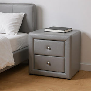 HomeRoots 21" Gray Wood Two Drawer Nightstand - Stylish Storage Solution for Bedroom & Versatile Home Décor 489773