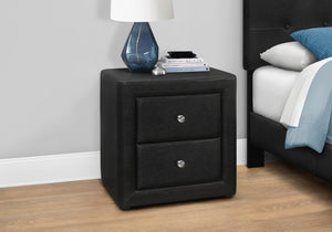 Homeroots 21" Black Faux Leather Two Drawer Nightstand   489774