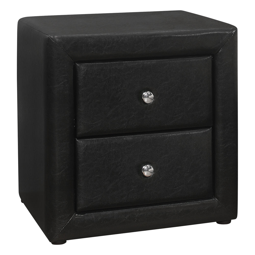 Homeroots 21" Black Faux Leather Two Drawer Nightstand   489774