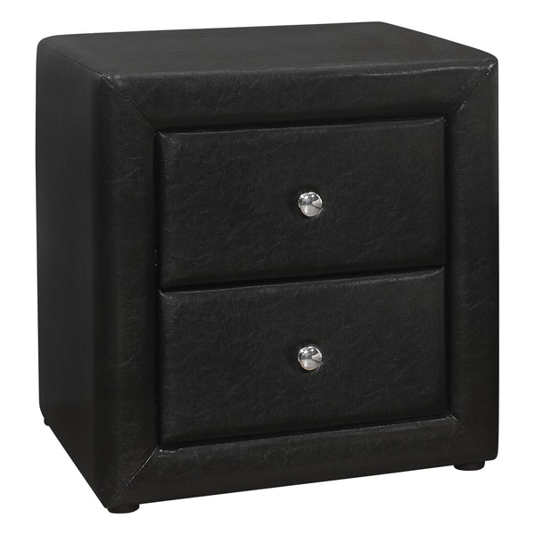 Homeroots 21" Black Faux Leather Two Drawer Nightstand   489774