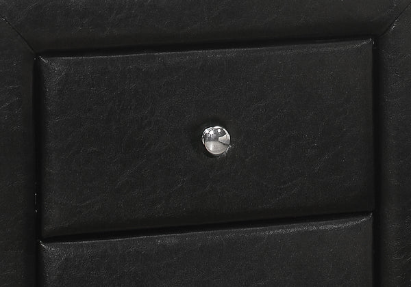 Homeroots 21" Black Faux Leather Two Drawer Nightstand   489774