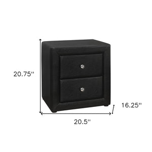 Homeroots 21" Black Faux Leather Two Drawer Nightstand   489774