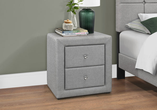 Homeroots 21" Gray Linen Blend Two Drawer Nightstand   489775