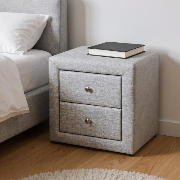 HomeRoots 21" Gray Wood Two Drawer Nightstand - Modern Storage Solution with Smooth-Glide Drawers & Style 489775