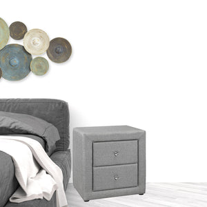Homeroots 21" Gray Linen Blend Two Drawer Nightstand   489775