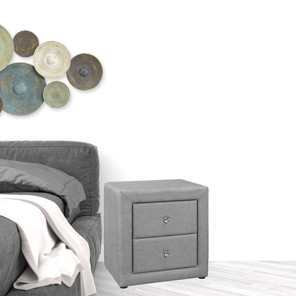 Homeroots 21" Gray Linen Blend Two Drawer Nightstand   489775