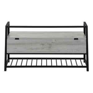 HomeRoots 42" Gray and Black Flip-Top Bench with Storage – Stylish Entryway Seating, Modern Design & Comfort 489779