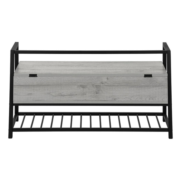 HomeRoots 42" Gray and Black Flip-Top Bench with Storage – Stylish Entryway Seating, Modern Design & Comfort 489779