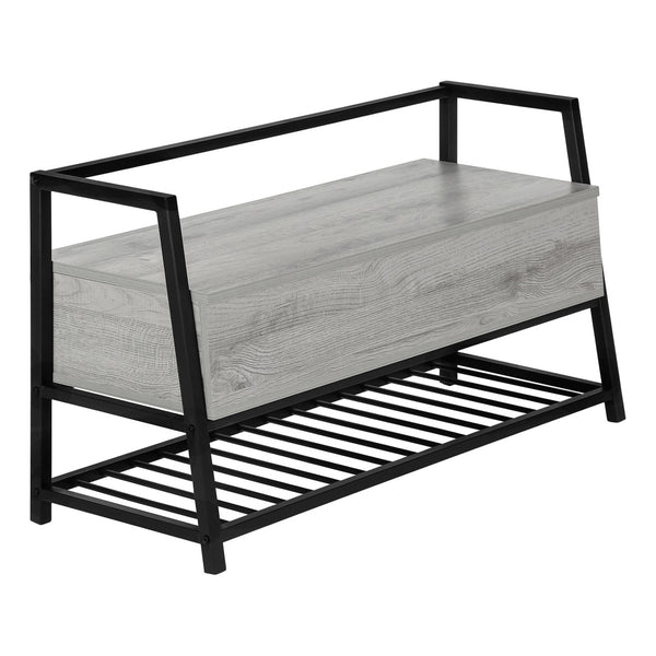 HomeRoots 42" Gray and Black Flip-Top Bench with Storage – Stylish Entryway Seating, Modern Design & Comfort 489779
