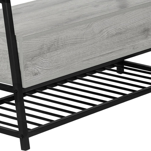 HomeRoots 42" Gray and Black Flip-Top Bench with Storage – Stylish Entryway Seating, Modern Design & Comfort 489779