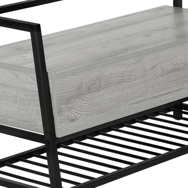 HomeRoots 42" Gray and Black Flip-Top Bench with Storage – Stylish Entryway Seating, Modern Design & Comfort 489779
