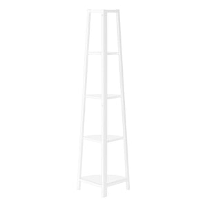 HomeRoots 59" Corner Bookcase - Sleek White Metal Four-Tier Storage Solution for Modern Home Decor & Organization 489785