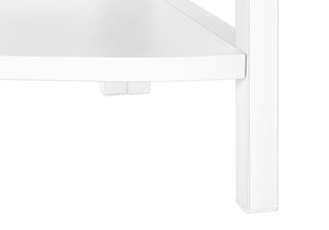 HomeRoots 59" Corner Bookcase - Sleek White Metal Four-Tier Storage Solution for Modern Home Decor & Organization 489785