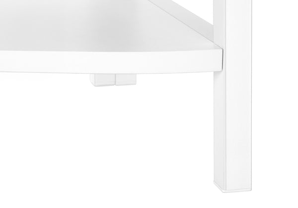 HomeRoots 59" Corner Bookcase - Sleek White Metal Four-Tier Storage Solution for Modern Home Decor & Organization 489785