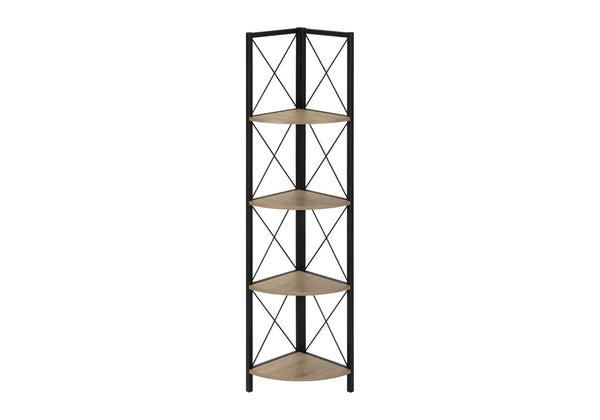 HomeRoots 59" Taupe Metal Corner Bookcase – Stylish, Durable Storage Solution for Home, Office & Living Space 489786