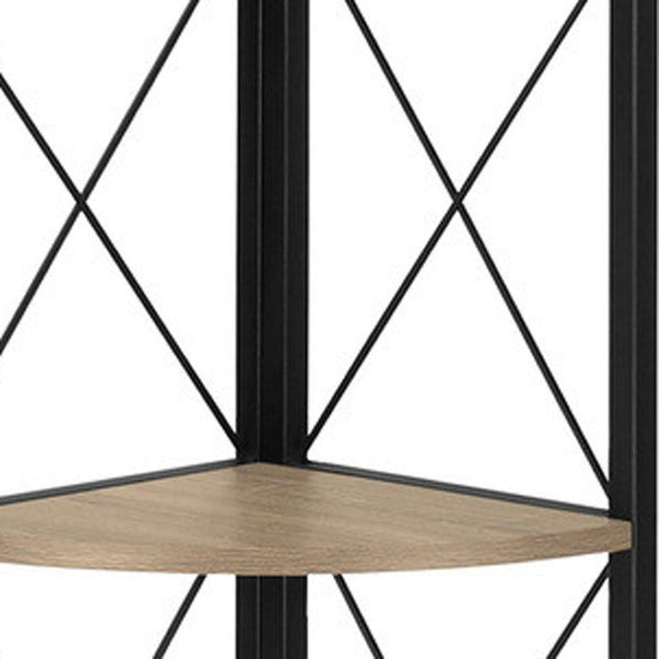 HomeRoots 59" Taupe Metal Corner Bookcase – Stylish, Durable Storage Solution for Home, Office & Living Space 489786