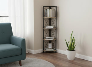 HomeRoots 59" Taupe Metal Corner Bookcase – Stylish, Durable Storage Solution for Home, Office & Living Space 489786