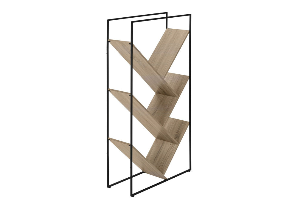 HomeRoots 60" Taupe Metal Five-Tier Geometric Bookcase – Modern Storage Solution for Stylish Home Decor & Organization 489787
