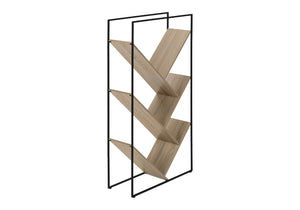 HomeRoots 60" Taupe Metal Five-Tier Geometric Bookcase – Modern Storage Solution for Stylish Home Decor & Organization 489787