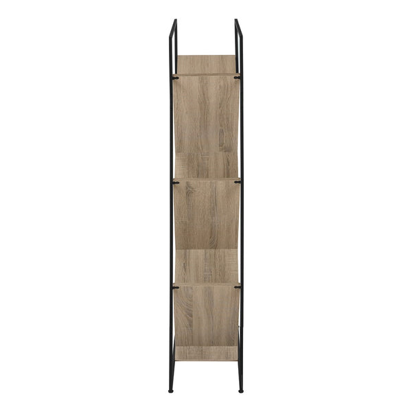 HomeRoots 60" Taupe Metal Five-Tier Geometric Bookcase – Modern Storage Solution for Stylish Home Decor & Organization 489787