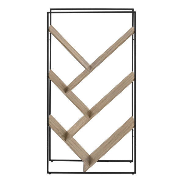 HomeRoots 60" Taupe Metal Five-Tier Geometric Bookcase – Modern Storage Solution for Stylish Home Decor & Organization 489787