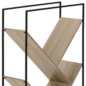 HomeRoots 60" Taupe Metal Five-Tier Geometric Bookcase – Modern Storage Solution for Stylish Home Decor & Organization 489787