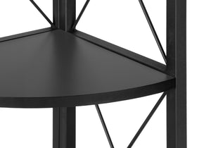HomeRoots 59" Black Metal Four-Tier Corner Bookcase - Stylish Industrial Storage for Small Spaces & Décor 489788