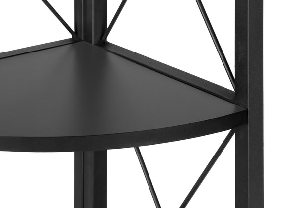 HomeRoots 59" Black Metal Four-Tier Corner Bookcase - Stylish Industrial Storage for Small Spaces & Décor 489788