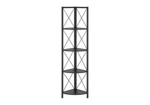 HomeRoots 59" Black Metal Four-Tier Corner Bookcase - Stylish Industrial Storage for Small Spaces & Décor 489788