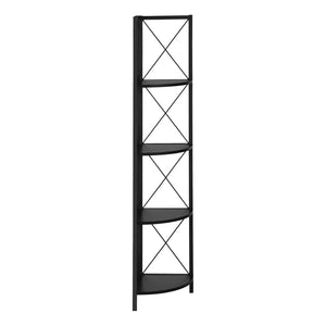 HomeRoots 59" Black Metal Four-Tier Corner Bookcase - Stylish Industrial Storage for Small Spaces & Décor 489788