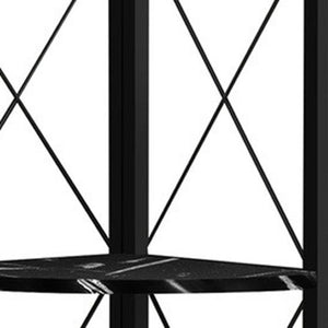HomeRoots 59" Black Metal Four-Tier Corner Bookcase - Stylish Storage Solution for Small Spaces & Modern Decor 489789