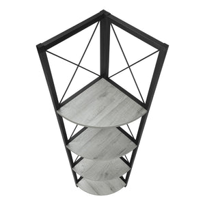 HomeRoots 59" Gray Metal Four-Tier Corner Bookcase - Stylish, Space-Saving Design for Modern Home Décor & Storage 489791
