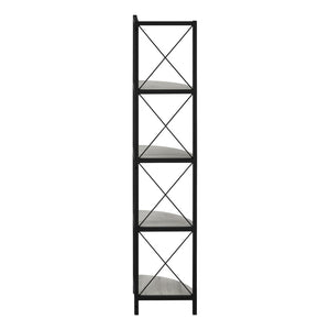 HomeRoots 59" Gray Metal Four-Tier Corner Bookcase - Stylish, Space-Saving Design for Modern Home Décor & Storage 489791
